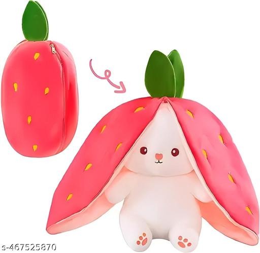 Cute Strawberry Bunny Plush Toy – Soft Kawaii Stuffed Rabbit Doll for Kids & Gifts