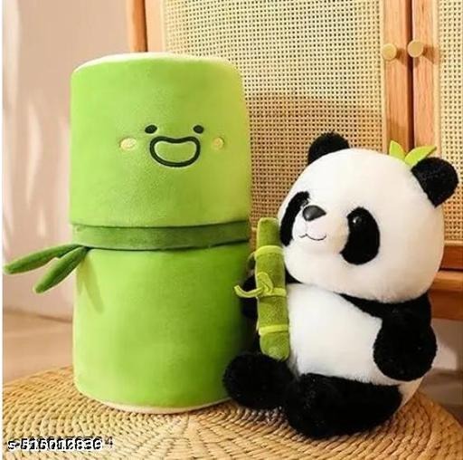 Cute Panda with Bamboo Plush Toy – Soft Kawaii Panda Stuffed Animal & Bamboo Plush Pillow Set