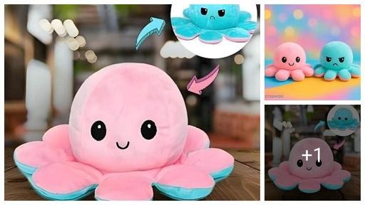 Reversible Mood Octopus Plush Toy – Soft Flip Double-Sided Emoji Stuffed Octopus for Kids & Gifts