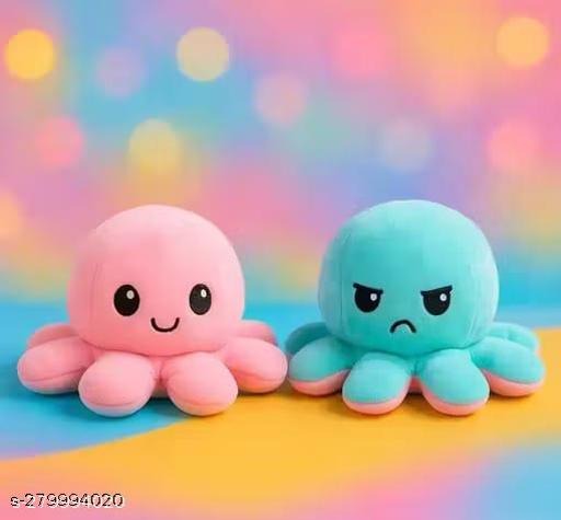 Reversible Mood Octopus Plush Toy – Soft Flip Double-Sided Emoji Stuffed Octopus for Kids & Gifts