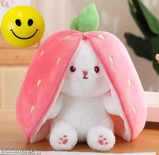 Cute Strawberry Bunny Plush Toy – Soft Kawaii Stuffed Rabbit Doll for Kids & Gifts